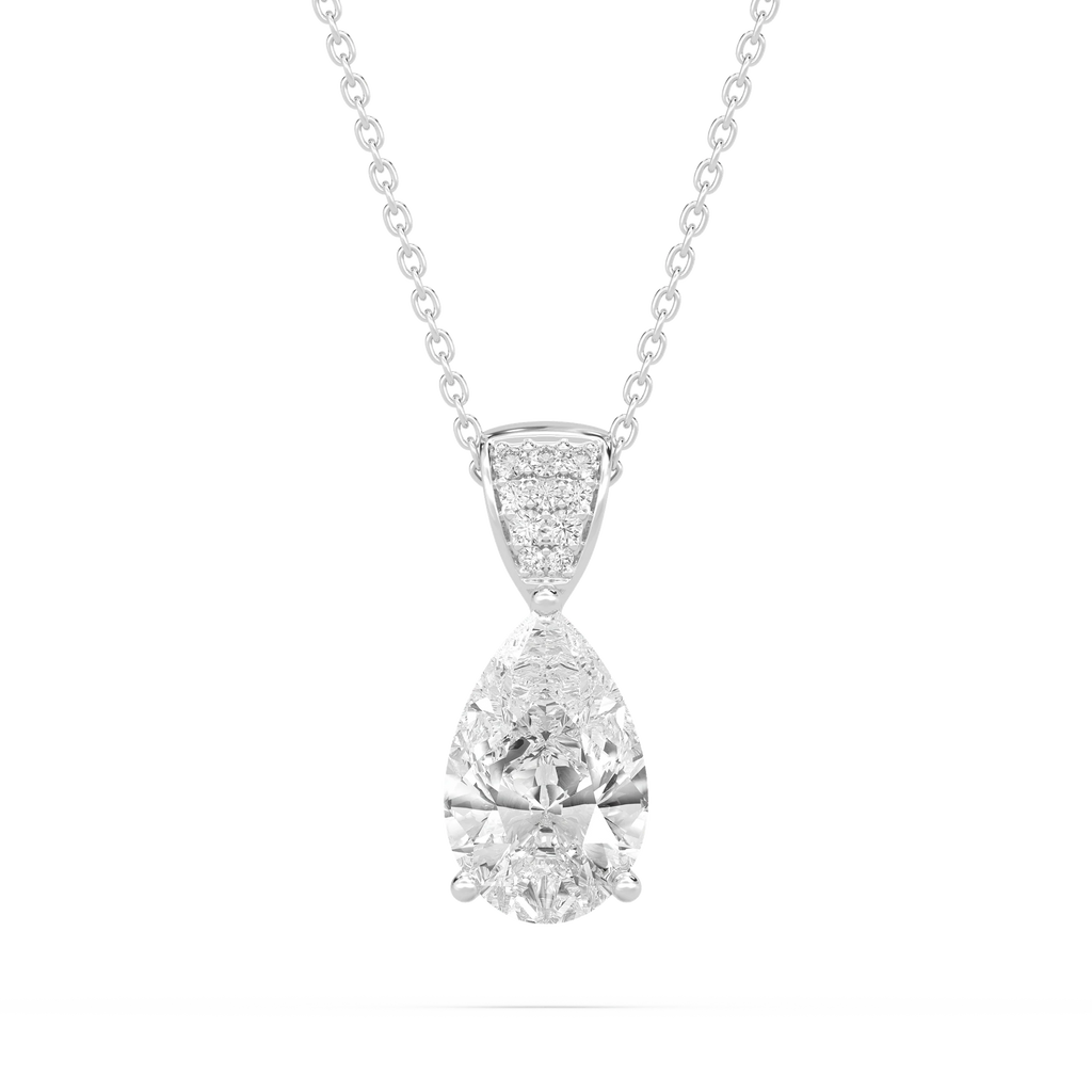 3 ¹⁄₁₀ ctw Pear LGD Pave Drop Pendant – 16 to 18 inches