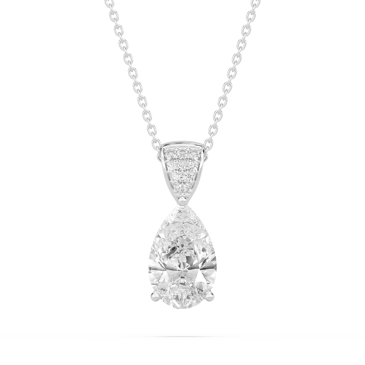 3 ¹⁄₁₀ ctw Pear LGD Pave Drop Pendant – 16 to 18 inches