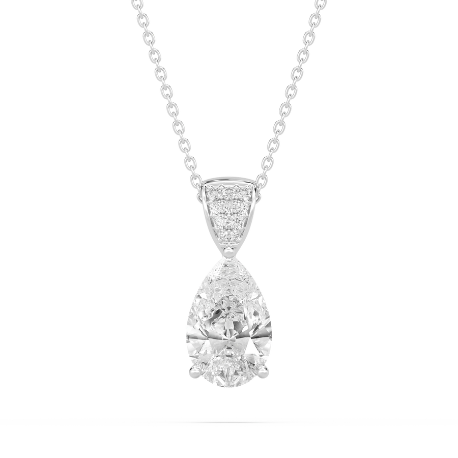 3 ¹⁄₁₀ ctw Pear LGD Pave Drop Pendant – 16 to 18 inches