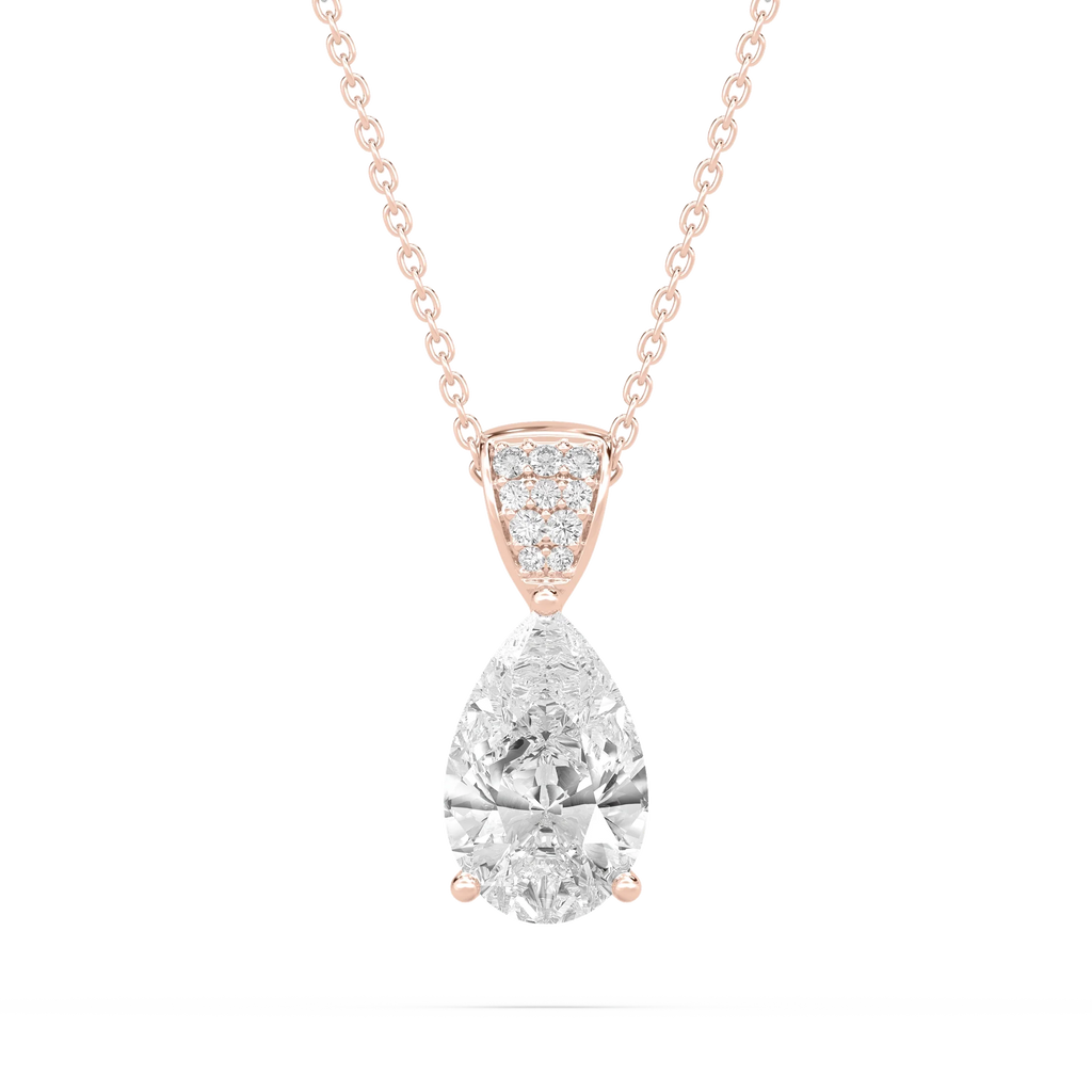 3 ¹⁄₁₀ ctw Pear LGD Pave Drop Pendant – 16 to 18 inches