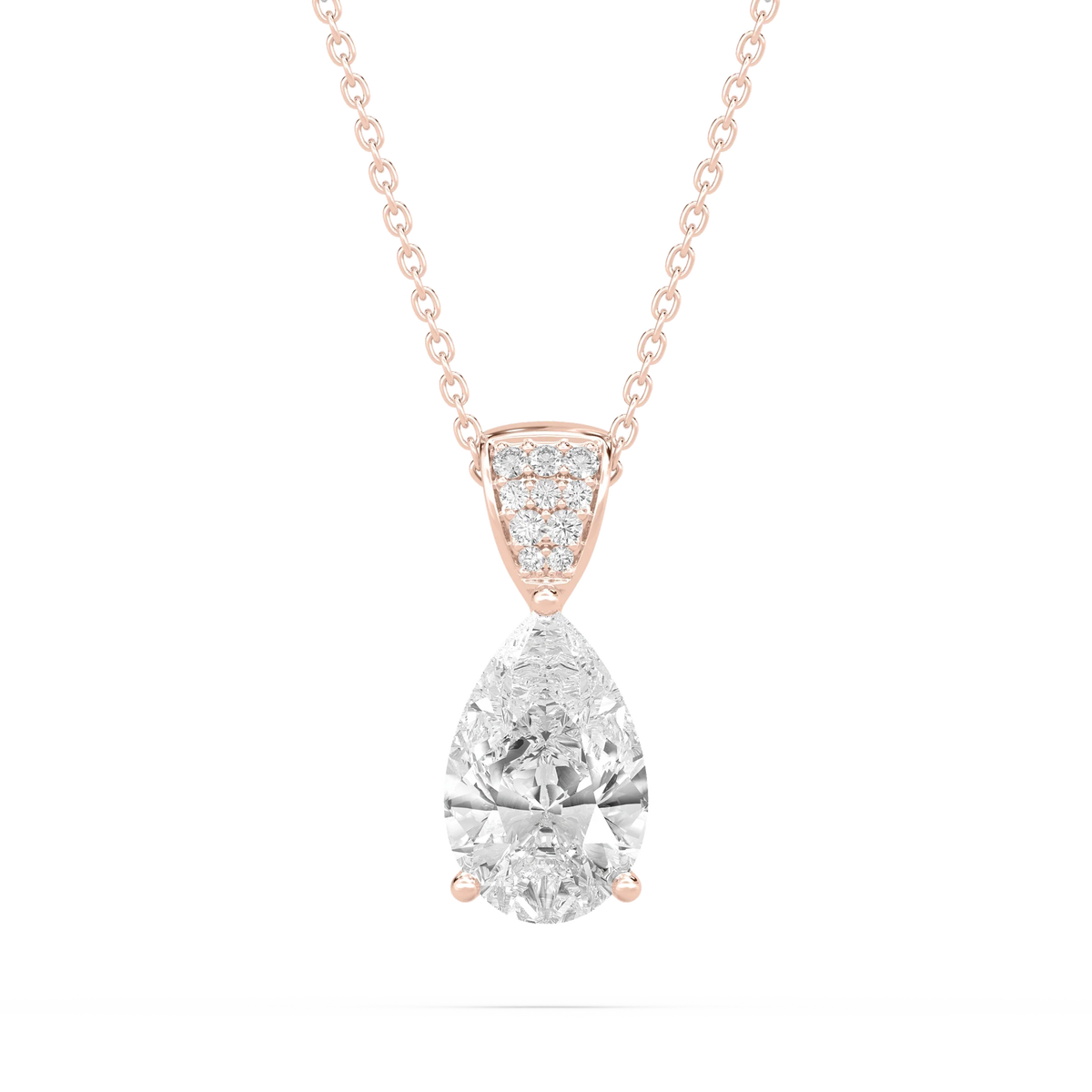 3 ¹⁄₁₀ ctw Pear LGD Pave Drop Pendant – 16 to 18 inches