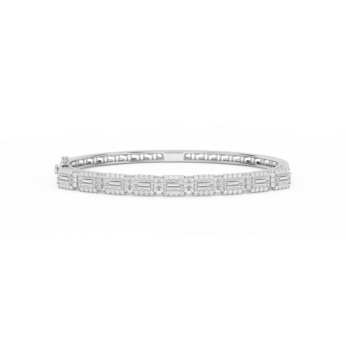 3 ½ ctw Round and Baguette LGD Framed Bangle Bracelet  - 7.25 Inches