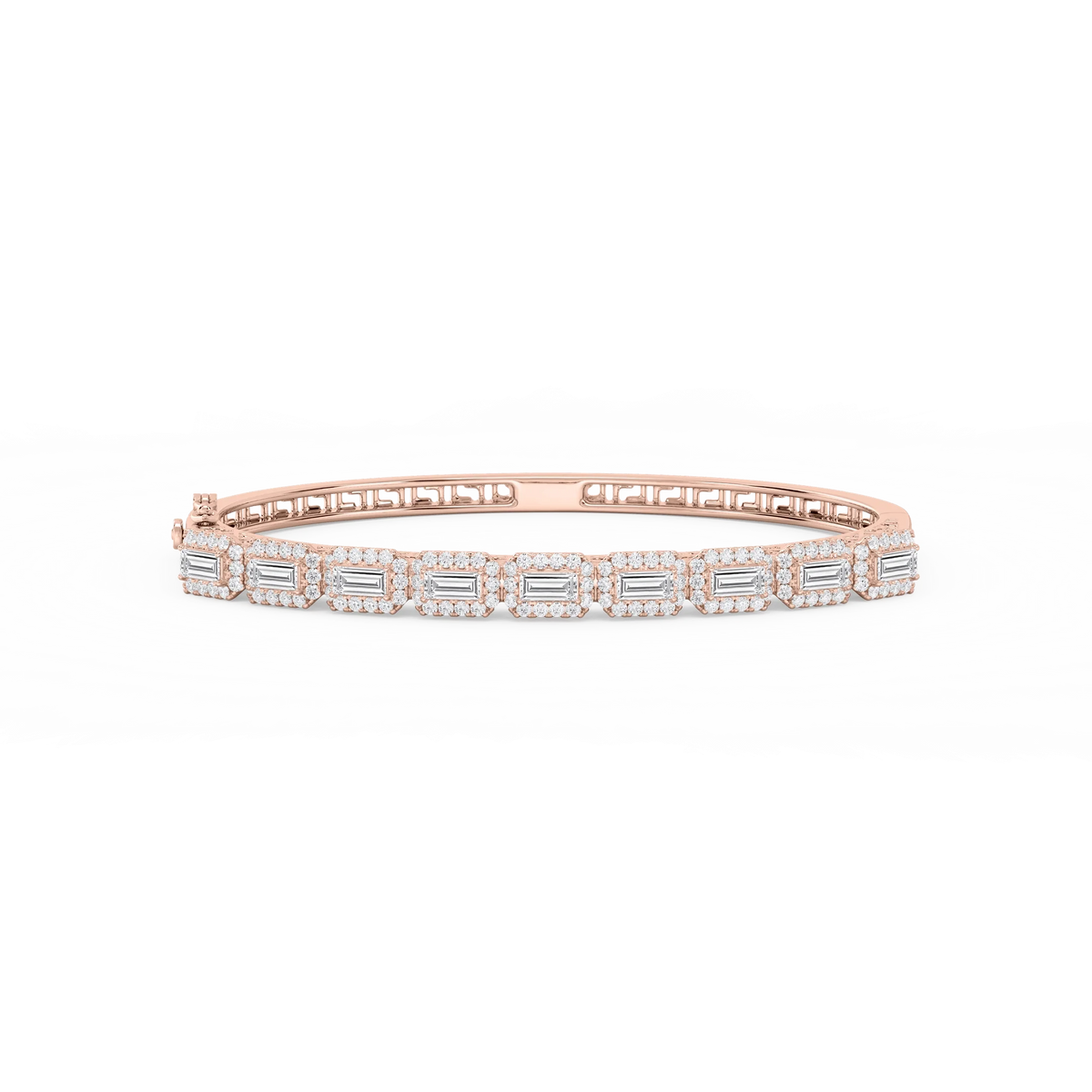 3 ½ ctw Round and Baguette LGD Framed Bangle Bracelet  - 7.25 Inches