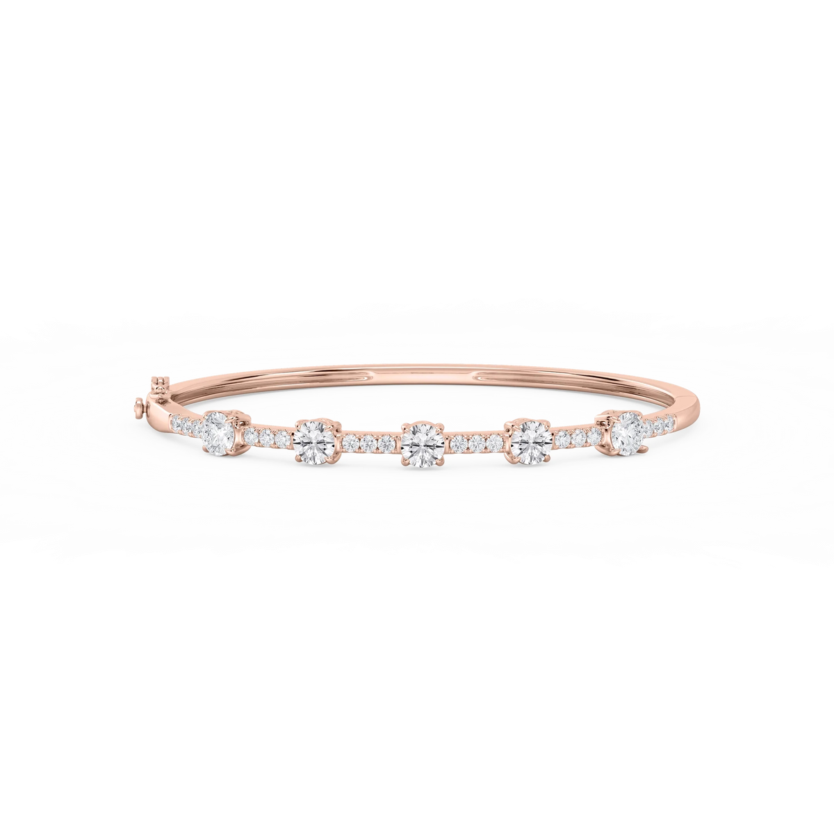 3 ctw Round LGD Five Station Bangle Bracelet  - 7.25 Inches