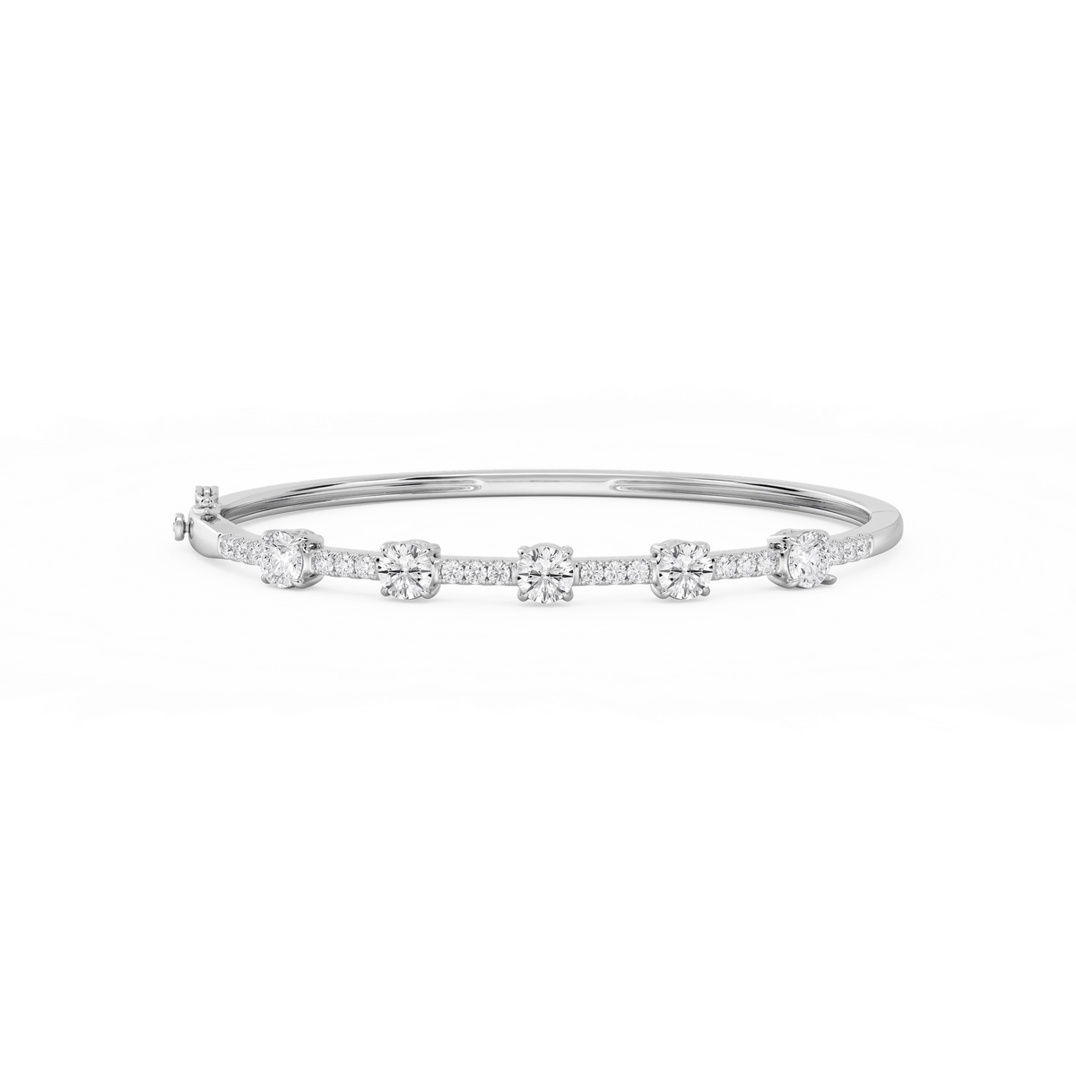 3 ctw Round LGD Five Station Bangle Bracelet  - 7.25 Inches
