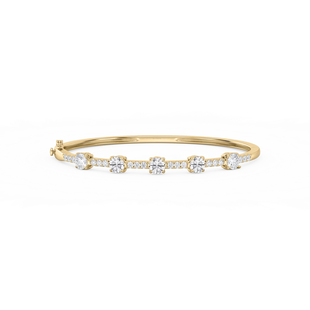 3 ctw Round LGD Five Station Bangle Bracelet  - 7.25 Inches