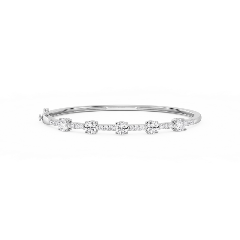 3 ctw Round LGD Five Station Bangle Bracelet  - 7.25 Inches