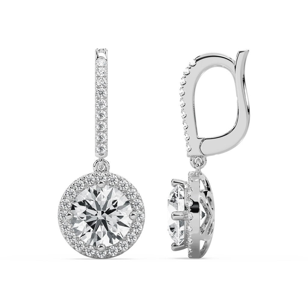 3 ¹⁄₂ ctw Round LGD Halo Drop Earrings