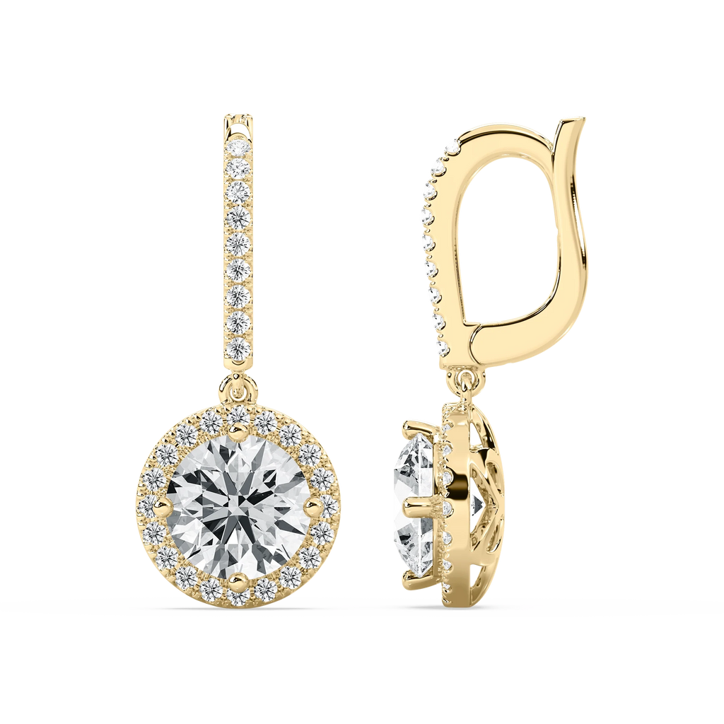 3 ¹⁄₂ ctw Round LGD Halo Drop Earrings