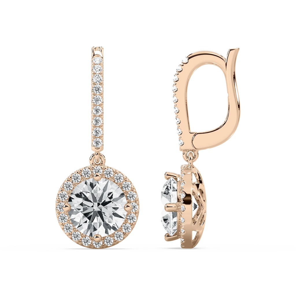 3 ¹⁄₂ ctw Round LGD Halo Drop Earrings