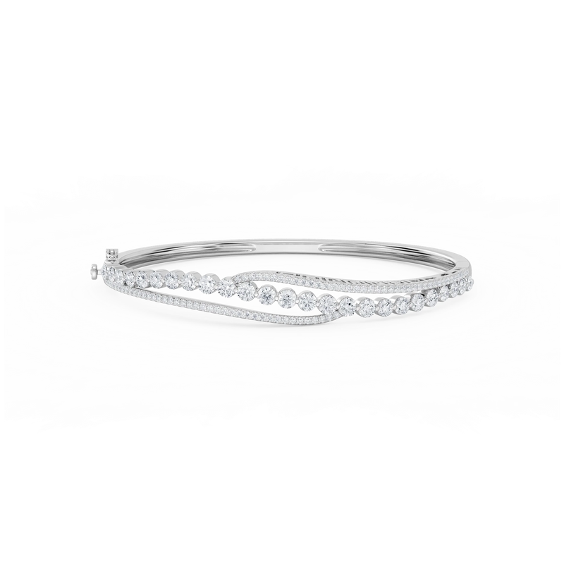 3 ctw Round LGD Open Bypass Bangle Bracelet  - 7.25 Inches