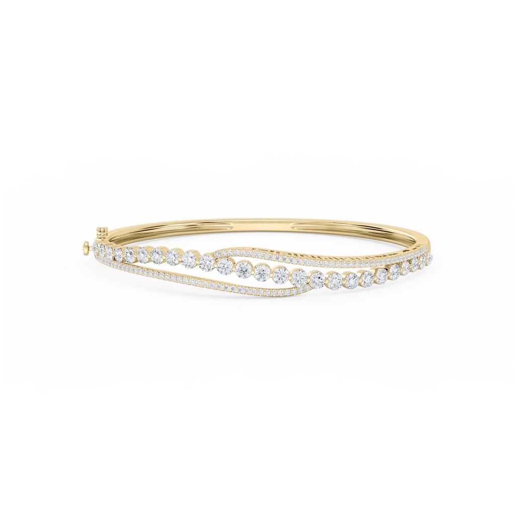 3 ctw Round LGD Open Bypass Bangle Bracelet  - 7.25 Inches