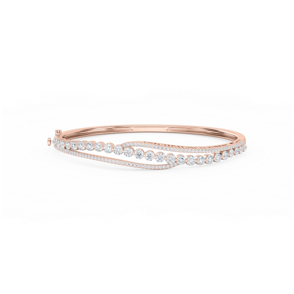 3 ctw Round LGD Open Bypass Bangle Bracelet  - 7.25 Inches