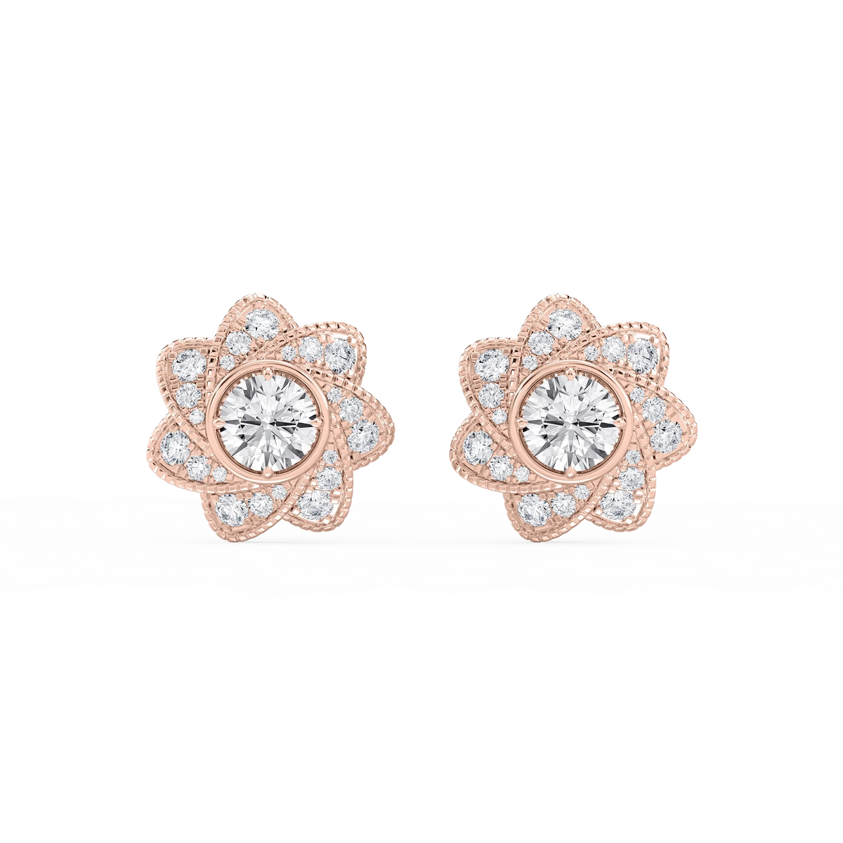 3 ctw Round LGD Studs and Milgrain Swirl Halo Jacket Set