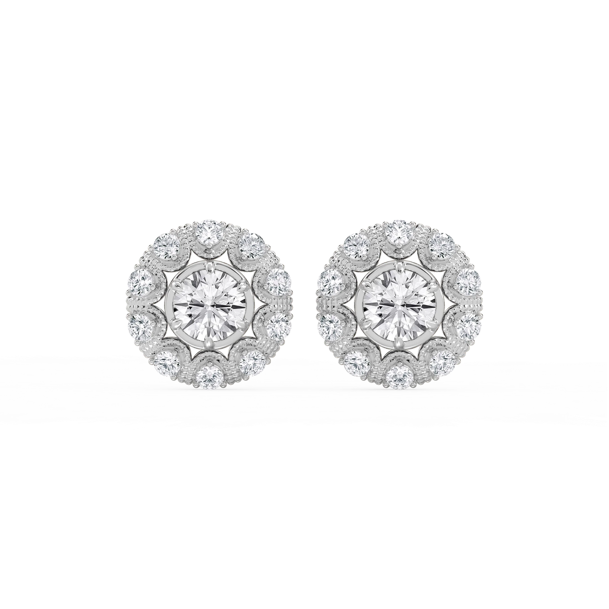 3 ctw Round LGD Studs and Vintage Milgrain Halo Jacket Set