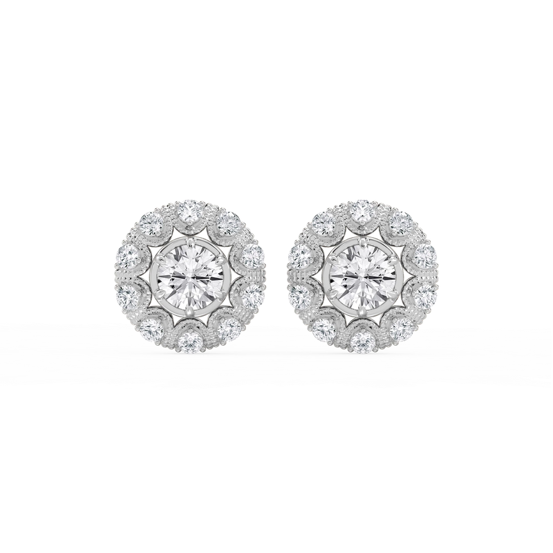 3 ctw Round LGD Studs and Vintage Milgrain Halo Jacket Set