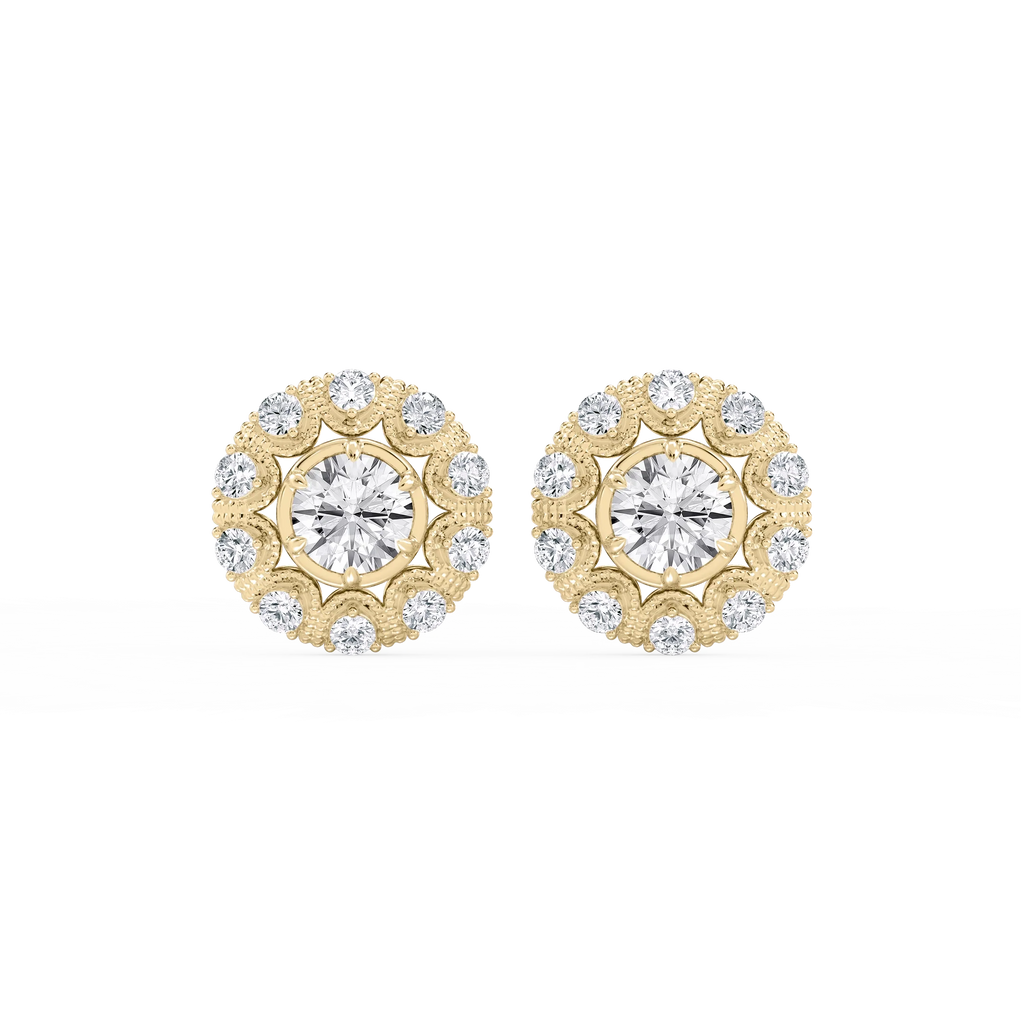 3 ctw Round LGD Studs and Vintage Milgrain Halo Jacket Set