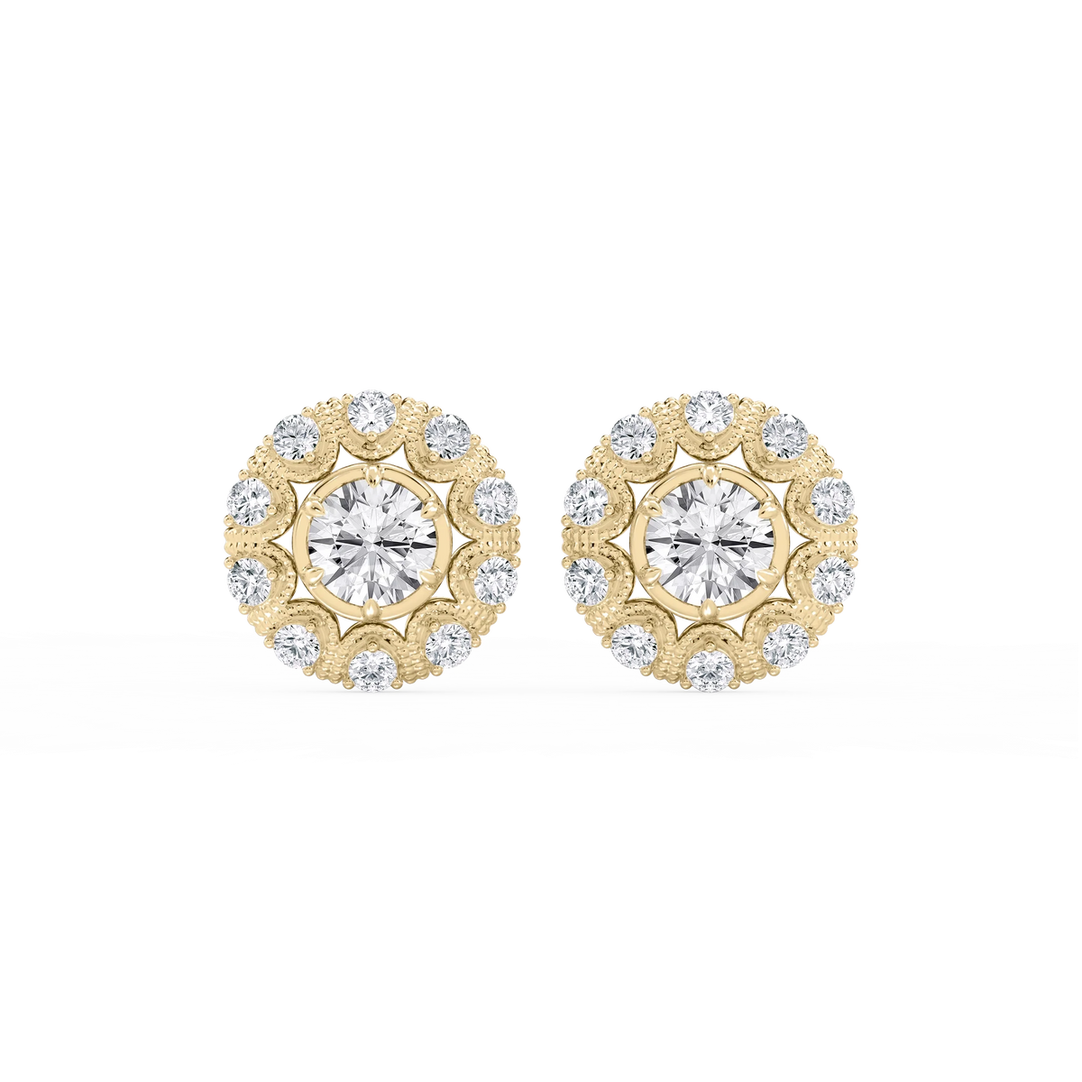 3 ctw Round LGD Studs and Vintage Milgrain Halo Jacket Set