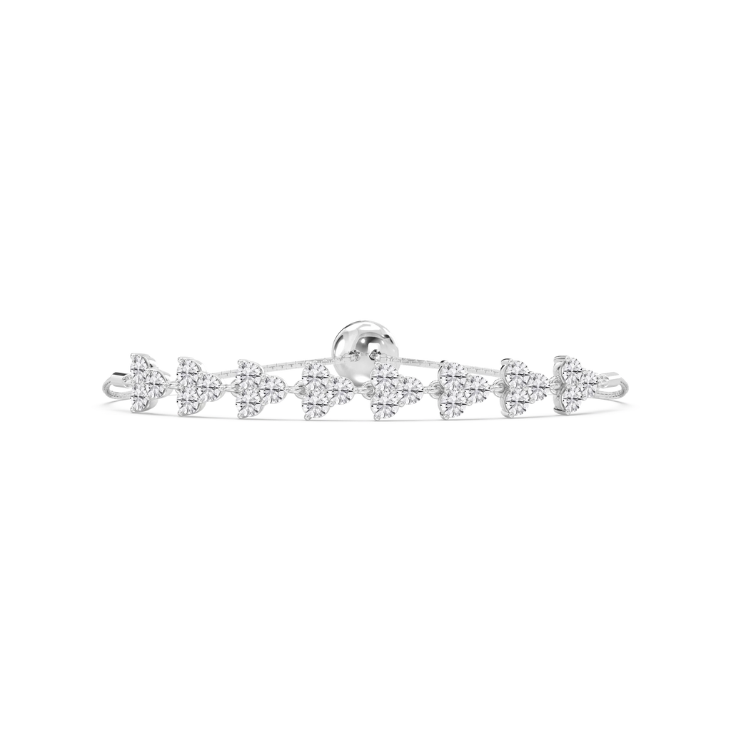 3 ctw Round LGD Three Stone Clusters Adjustable Bolo Bracelet – 7 inches