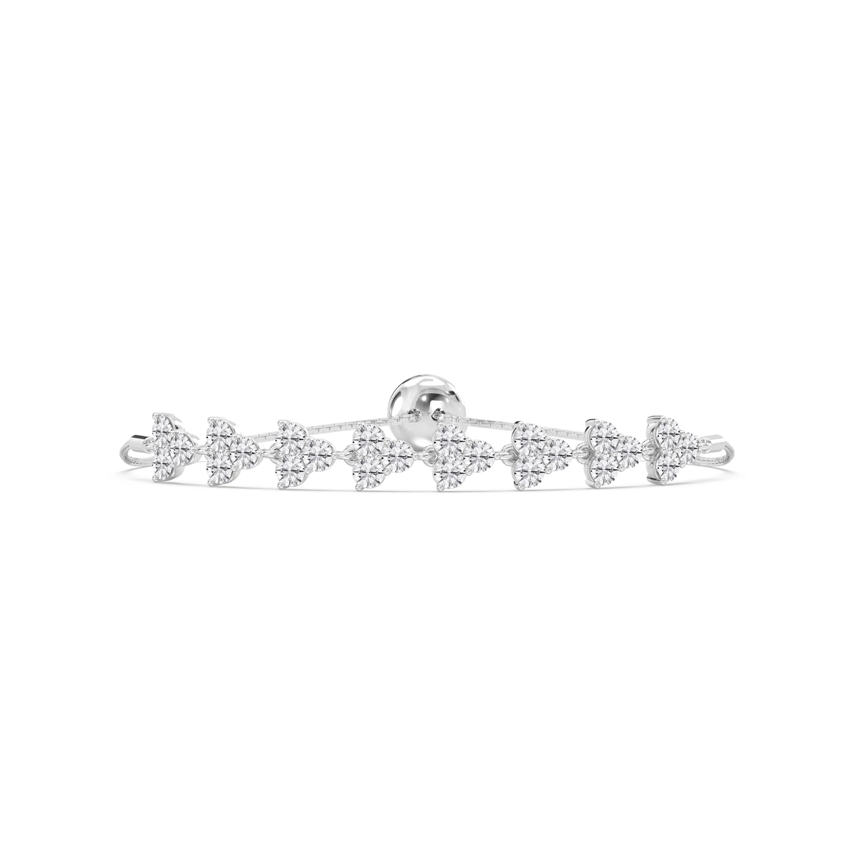3 ctw Round LGD Three Stone Clusters Adjustable Bolo Bracelet – 7 inches