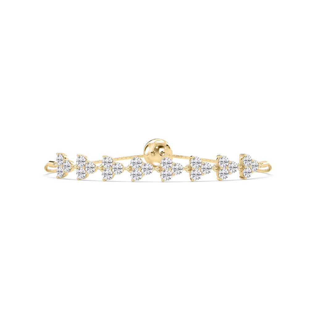 3 ctw Round LGD Three Stone Clusters Adjustable Bolo Bracelet – 7 inches