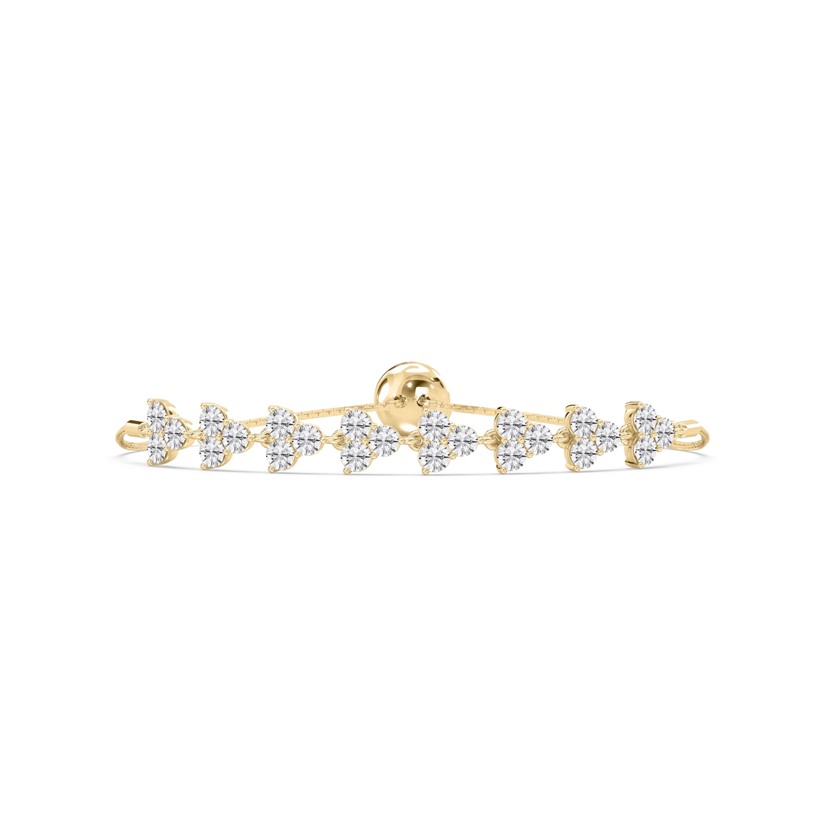3 ctw Round LGD Three Stone Clusters Adjustable Bolo Bracelet – 7 inches