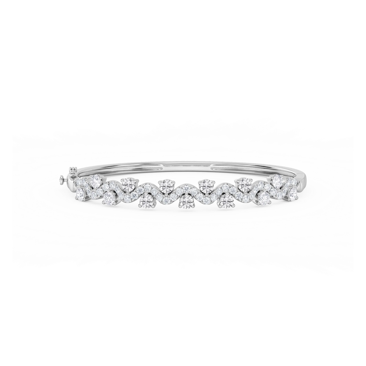 3 ¼ ctw Round LGD Wave Bangle Bracelet  - 7.25 Inches