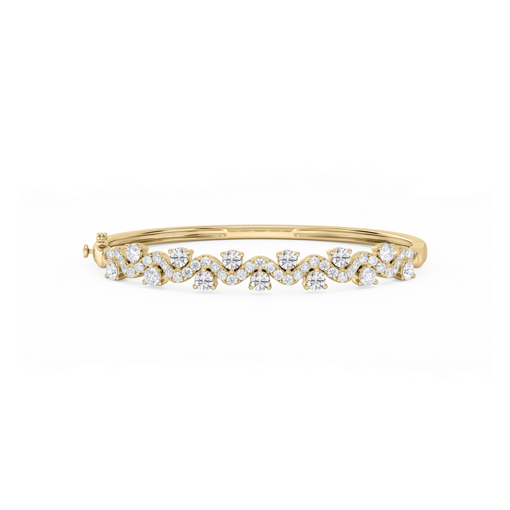 3 ¼ ctw Round LGD Wave Bangle Bracelet  - 7.25 Inches
