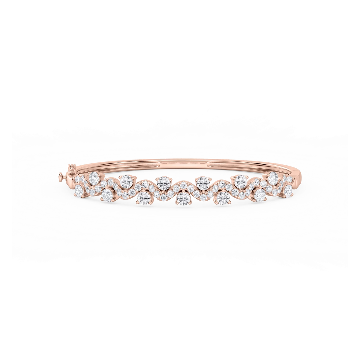 3 ¼ ctw Round LGD Wave Bangle Bracelet  - 7.25 Inches