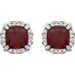 Cushion 4-Prong Halo-Style Birthstone Earrings