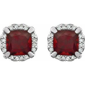 Cushion 4-Prong Halo-Style Birthstone Earrings