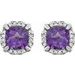 Cushion 4-Prong Halo-Style Birthstone Earrings