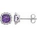 Cushion 4-Prong Halo-Style Birthstone Earrings