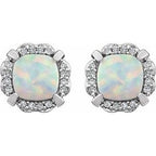 Cushion 4-Prong Halo-Style Birthstone Earrings
