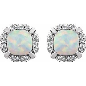 Cushion 4-Prong Halo-Style Birthstone Earrings