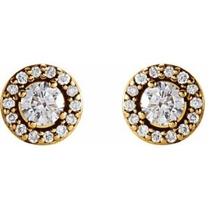 Round 4-Prong Halo-Style Earrings