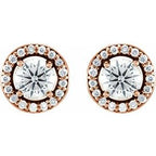 Round 4-Prong Halo-Style Earrings
