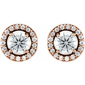 Round 4-Prong Halo-Style Earrings