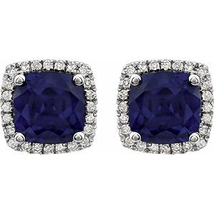 Round 4-Prong Halo-Style Earrings