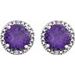 Round 4-Prong Halo-Style Birthstone Stud Earrings