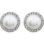 Round 4-Prong Halo-Style Birthstone Stud Earrings