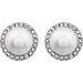 Round 4-Prong Halo-Style Birthstone Stud Earrings