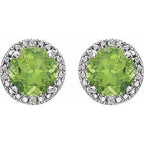 Round 4-Prong Halo-Style Birthstone Stud Earrings
