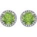 Round 4-Prong Halo-Style Birthstone Stud Earrings