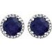 Round 4-Prong Halo-Style Birthstone Stud Earrings