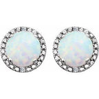 Round 4-Prong Halo-Style Birthstone Stud Earrings