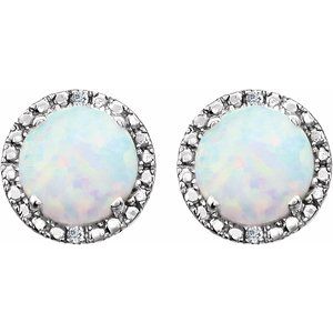 Round 4-Prong Halo-Style Birthstone Stud Earrings