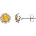 Round 4-Prong Halo-Style Birthstone Stud Earrings
