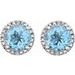 Round 4-Prong Halo-Style Birthstone Stud Earrings