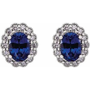 Oval 4-Prong Halo-Style Earrings